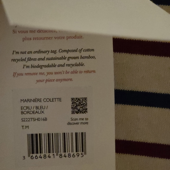 Sézane Marinière Colette Top NWT Size M - Picture 4 of 4